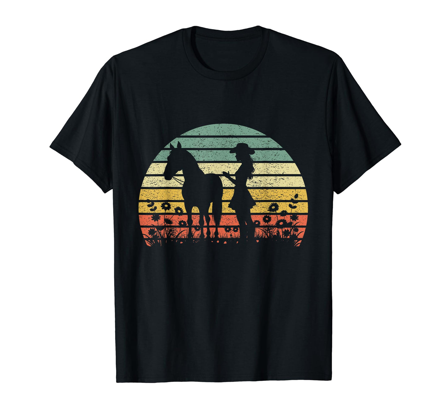 Cowgirl Horseback Flowers Western Tx Ranch T-Shirt - Graphic Print Unisex - T-Shirt, Sweatshirt, Hoodie