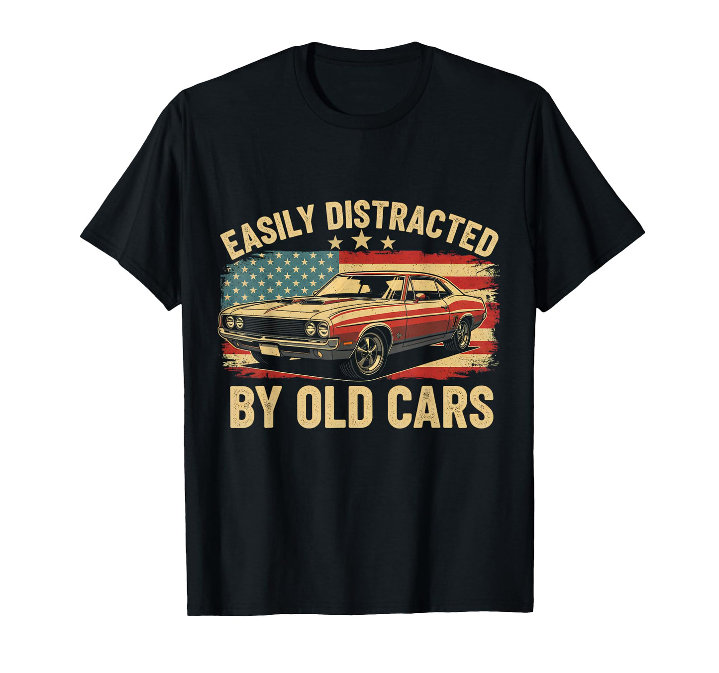 Easily Distracted Old Cars Car Funny T-Shirt - Streetwear Style for Adults - T-Shirt, Sweatshirt, Hoodie