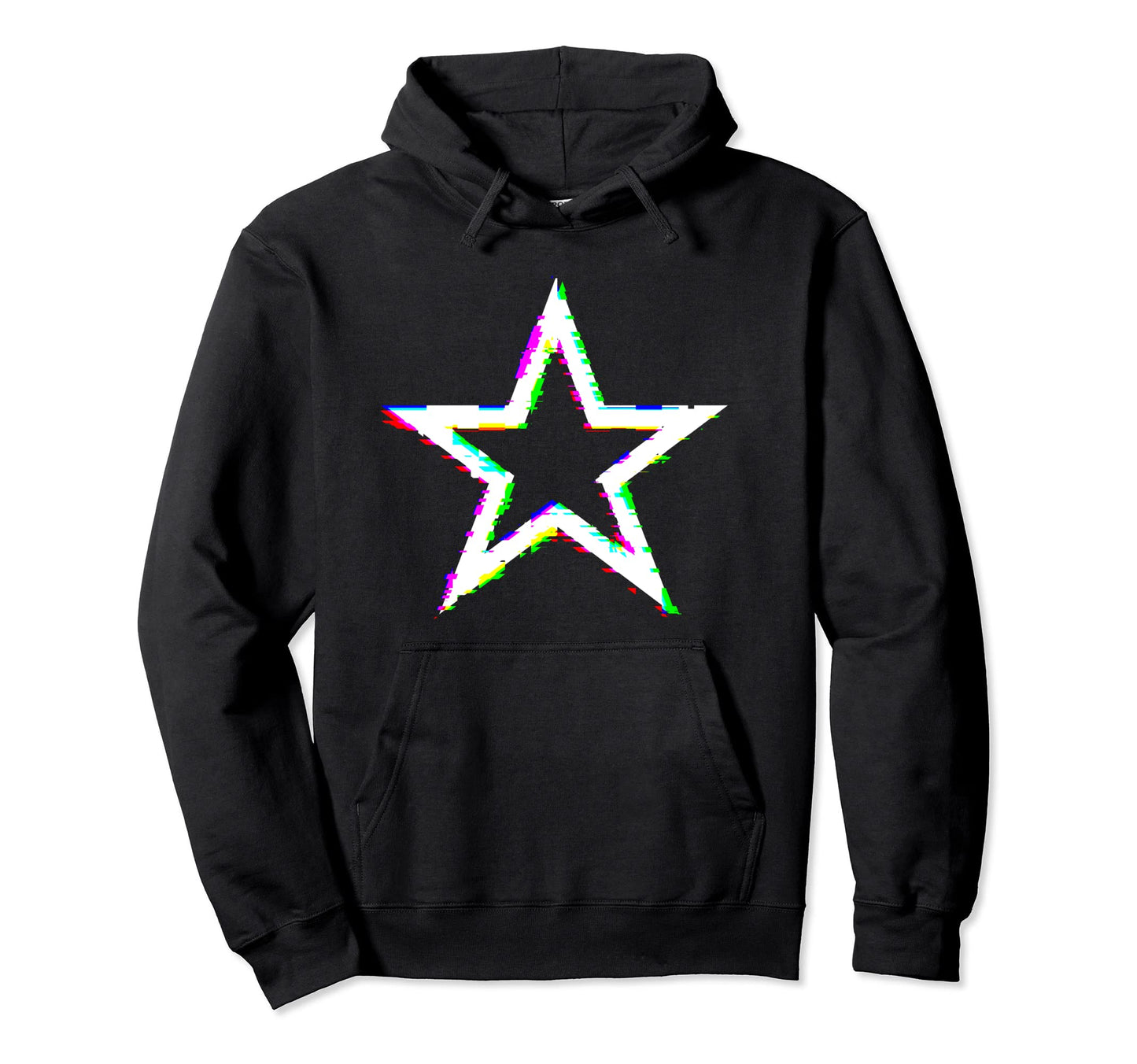 Cyber Y2K Star Front Black And White Hoodie - Casual Everyday Wear Unisex - T-Shirt, Sweatshirt, Hoodie
