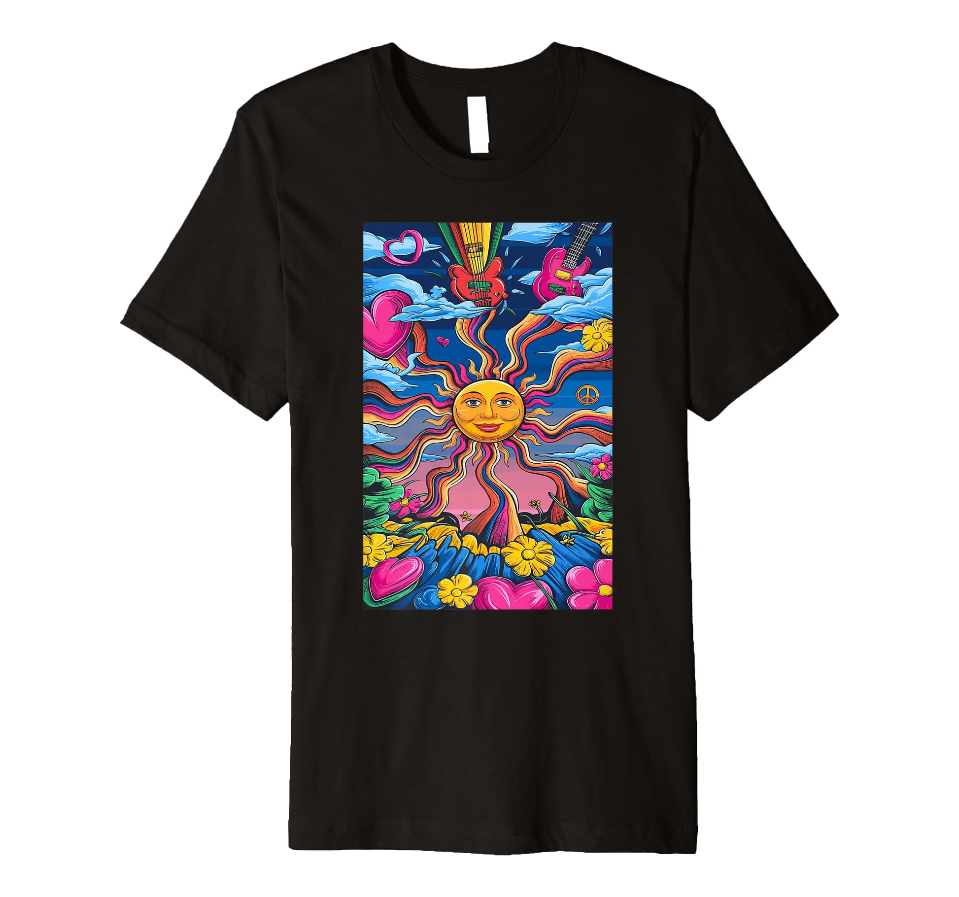Sunflower Harmony Peaceful Bliss 60S T-Shirt - Custom Art Print Unisex - T-Shirt, Sweatshirt, Hoodie