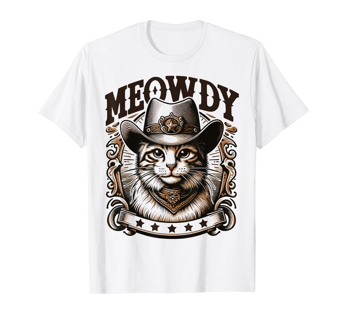 Meowdy Funny Cat Wearing Cowboy Hat T-Shirt - Unique Graphic Unisex - T-Shirt, Sweatshirt, Hoodie