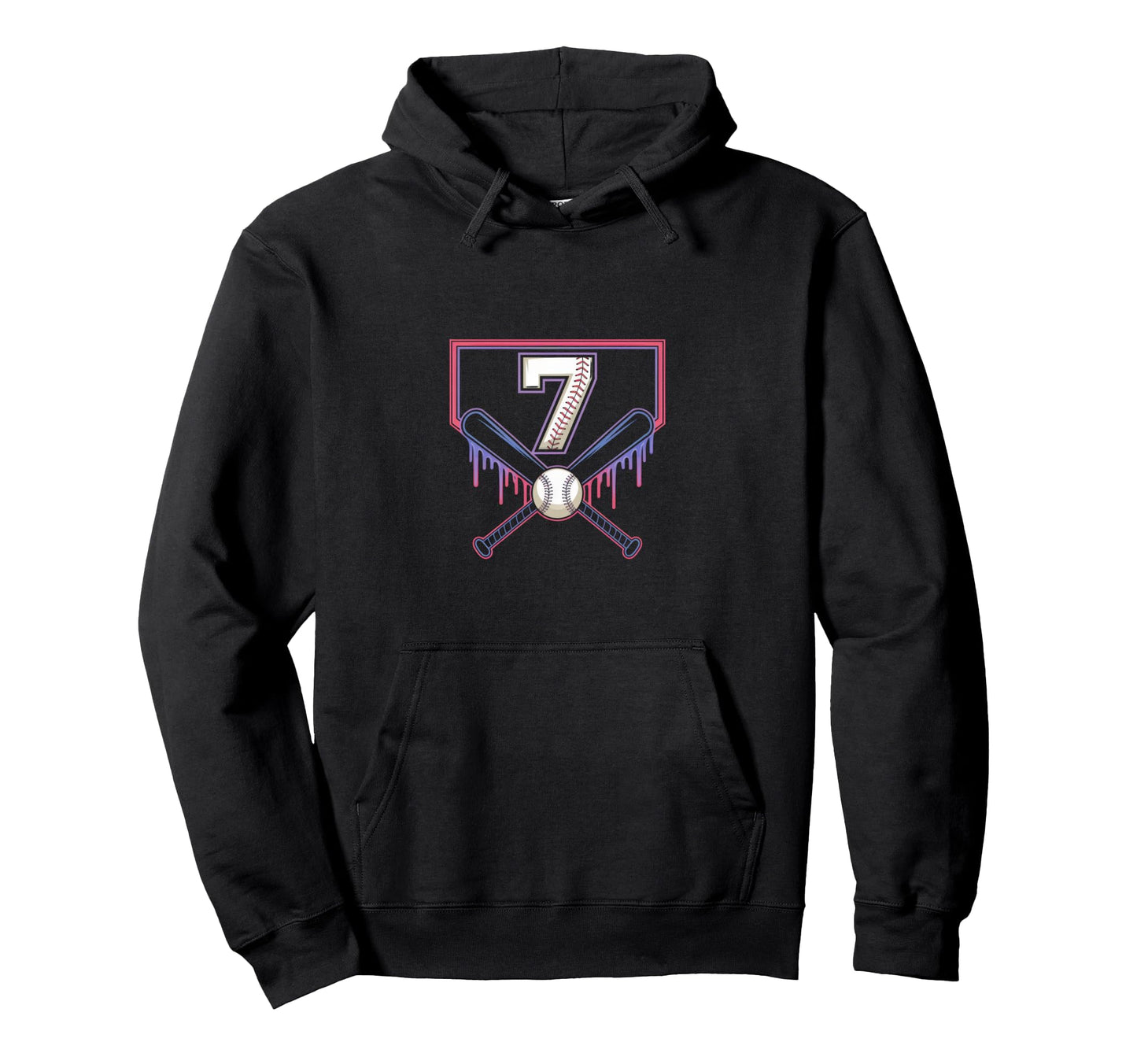 Baseball Home Ice Cream 7Th Birthday Hoodie - Trendy Graphic Unisex - T-Shirt, Sweatshirt, Hoodie