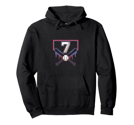 Baseball Home Ice Cream 7Th Birthday Hoodie - Trendy Graphic Unisex - T-Shirt, Sweatshirt, Hoodie