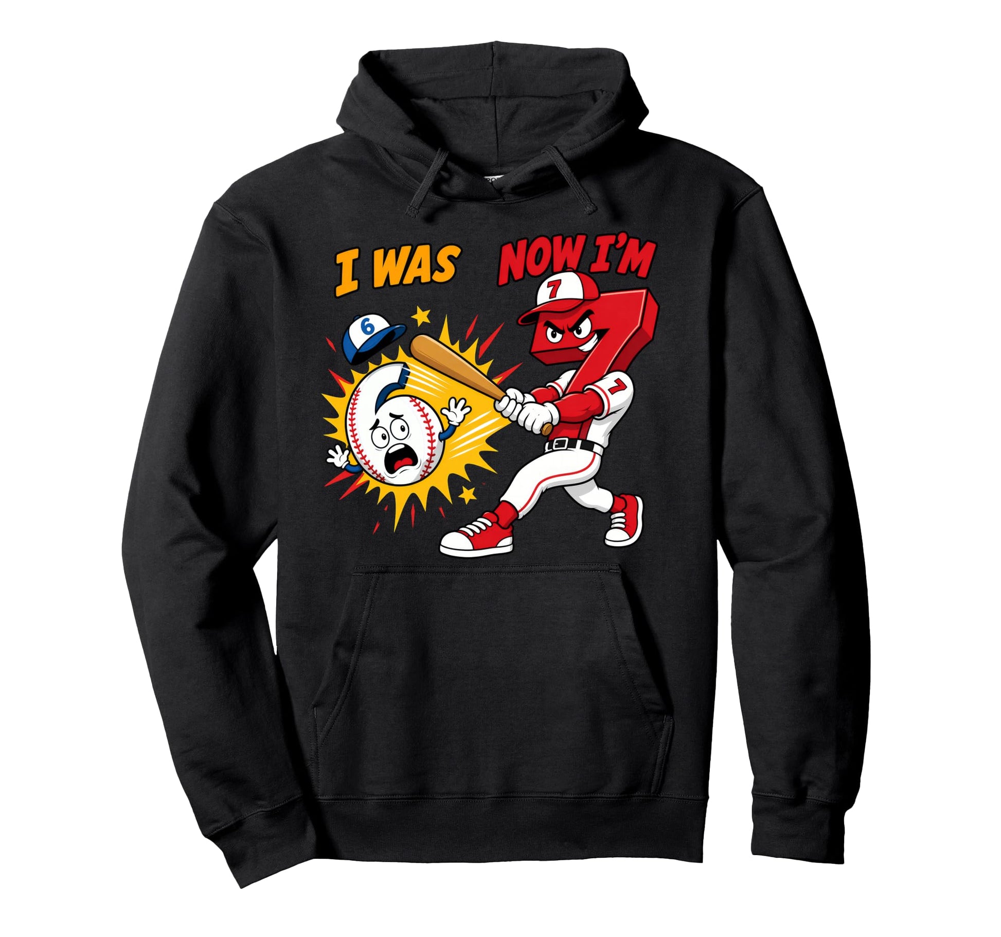 I Was 6 Now Im 7 Baseball 6 7 Birthday Hoodie - Aesthetic Graphic Unisex - T-Shirt, Sweatshirt, Hoodie
