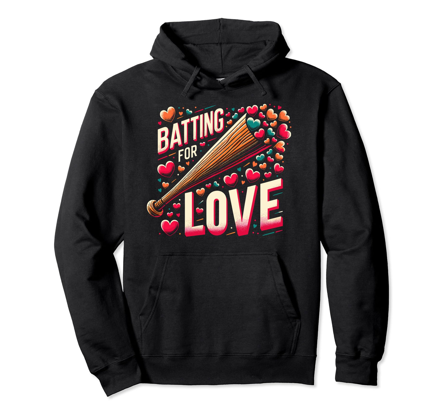 Batting Love Baseball Batters Valentines Hoodie - Minimalist Print Unisex - T-Shirt, Sweatshirt, Hoodie