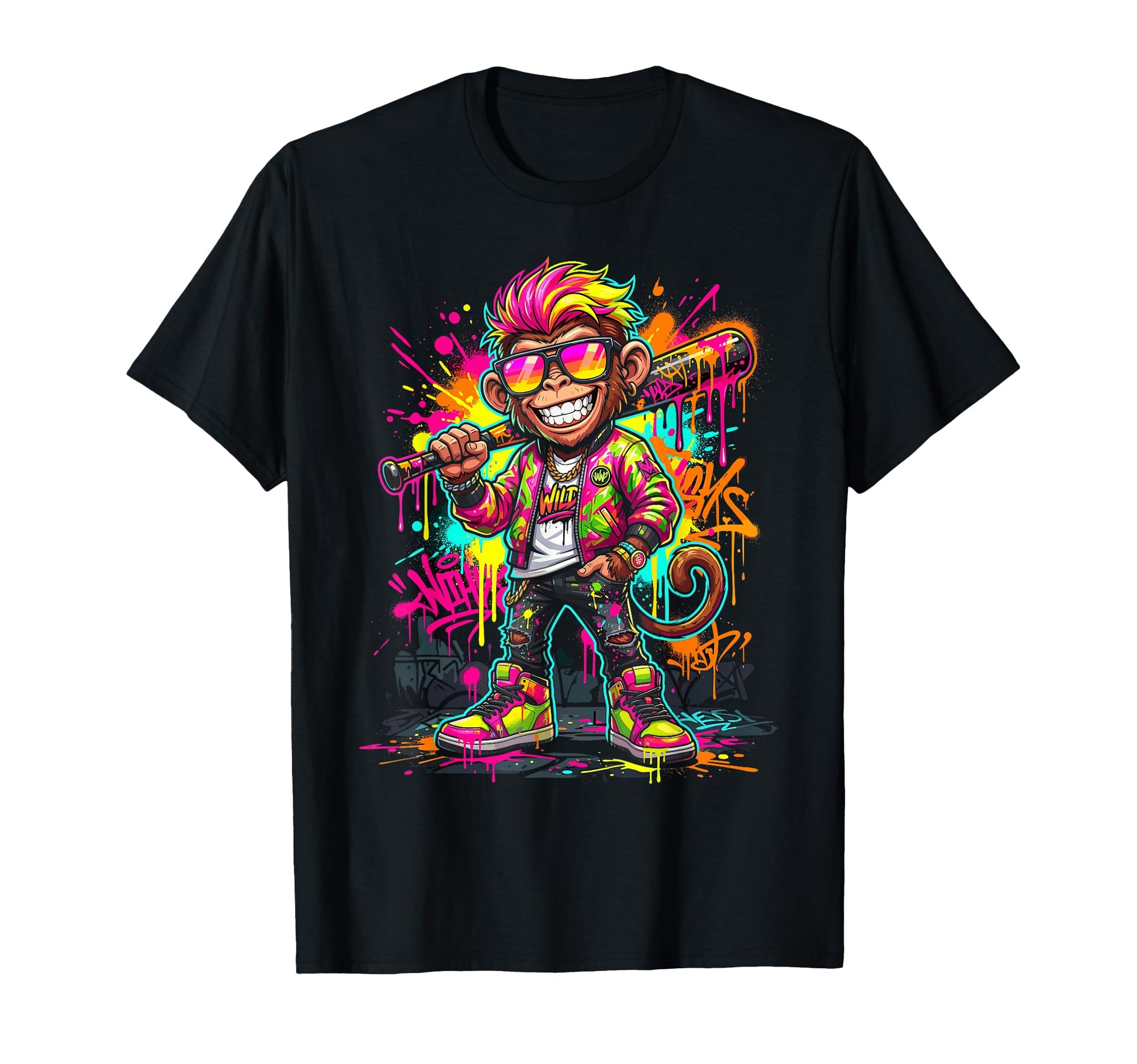 Monkey Baseball Drip Funny Animal Party T-Shirt - Aesthetic Graphic Unisex - T-Shirt, Sweatshirt, Hoodie