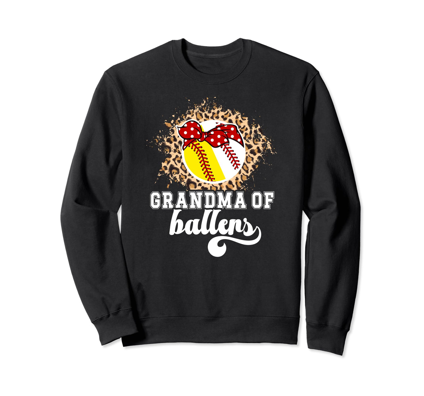 Grandma Ballers Leopard Softball Sweatshirt - Custom Art Print Men Women - T-Shirt, Sweatshirt, Hoodie