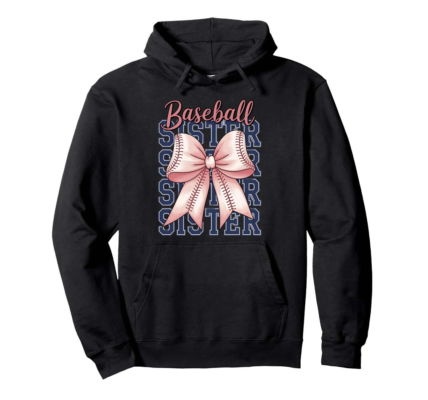 Baseball Sister Coquette Bow Hoodie - Minimalist Print Men Women - T-Shirt, Sweatshirt, Hoodie