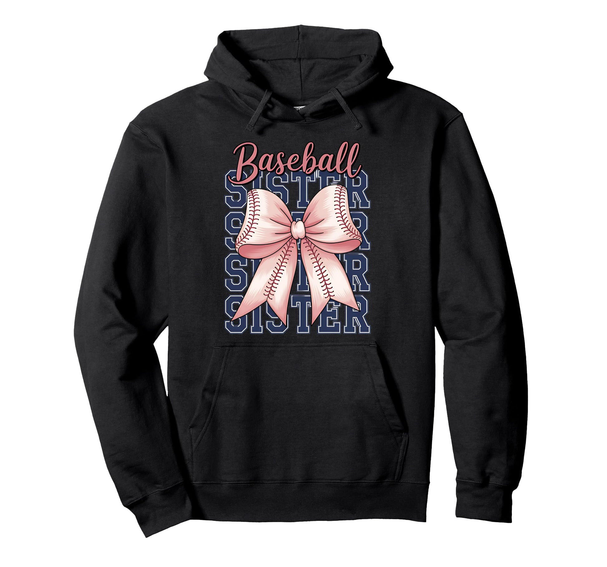 Baseball Sister Coquette Bow Hoodie - Minimalist Print Men Women - T-Shirt, Sweatshirt, Hoodie