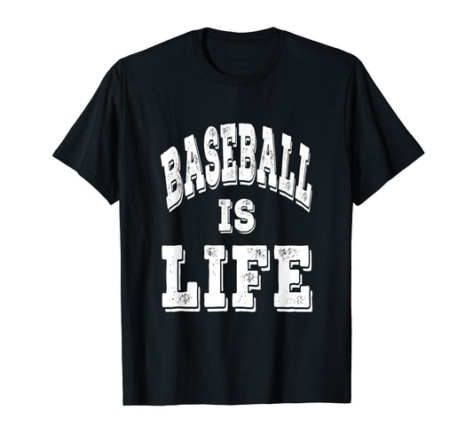 Baseball Is Life Distressed White T-Shirt - Graphic Print for Adults - T-Shirt, Sweatshirt, Hoodie