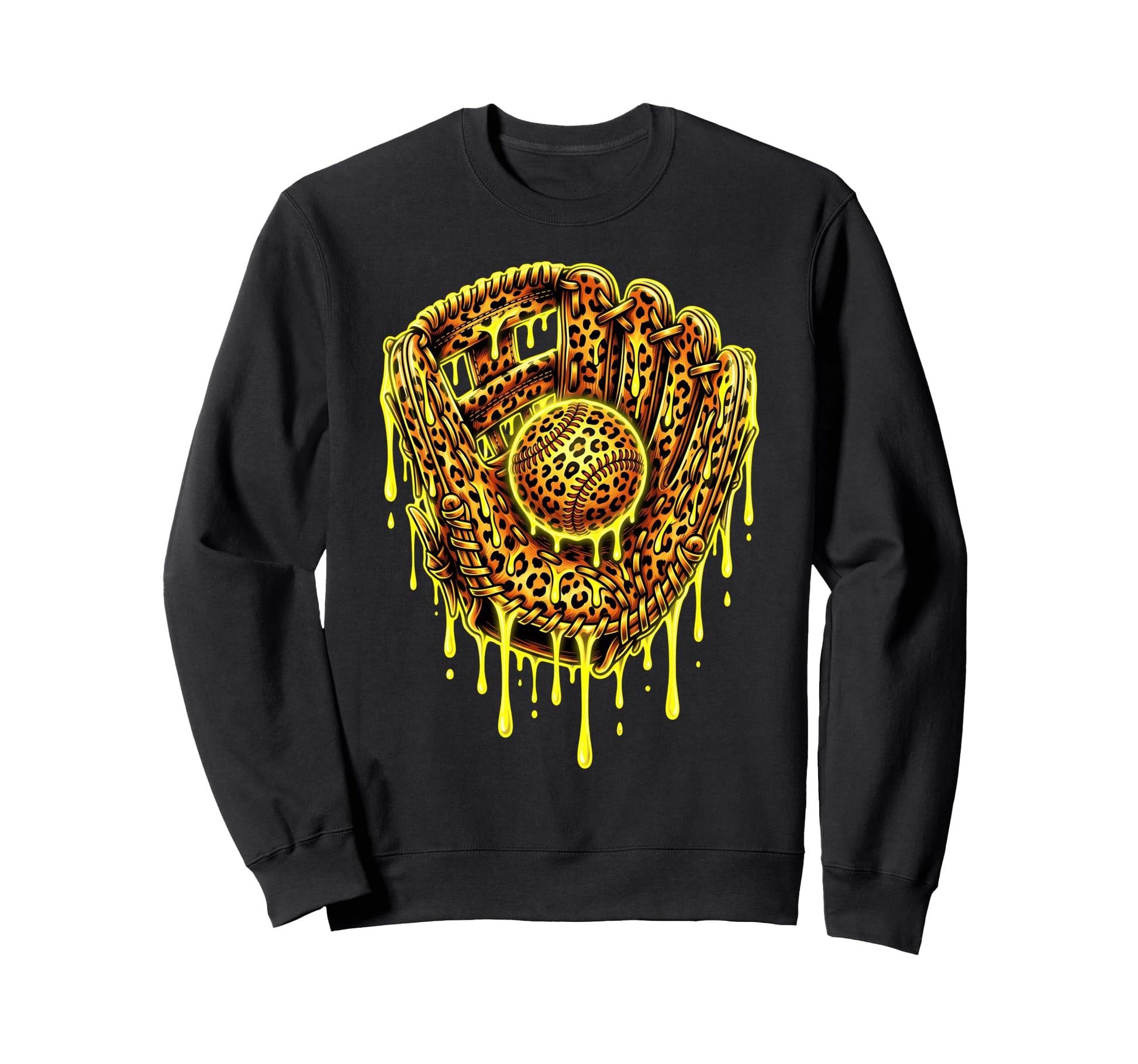 Baseball Drip Leopard Pattern Sweatshirt - Casual Everyday Wear Unisex - T-Shirt, Sweatshirt, Hoodie