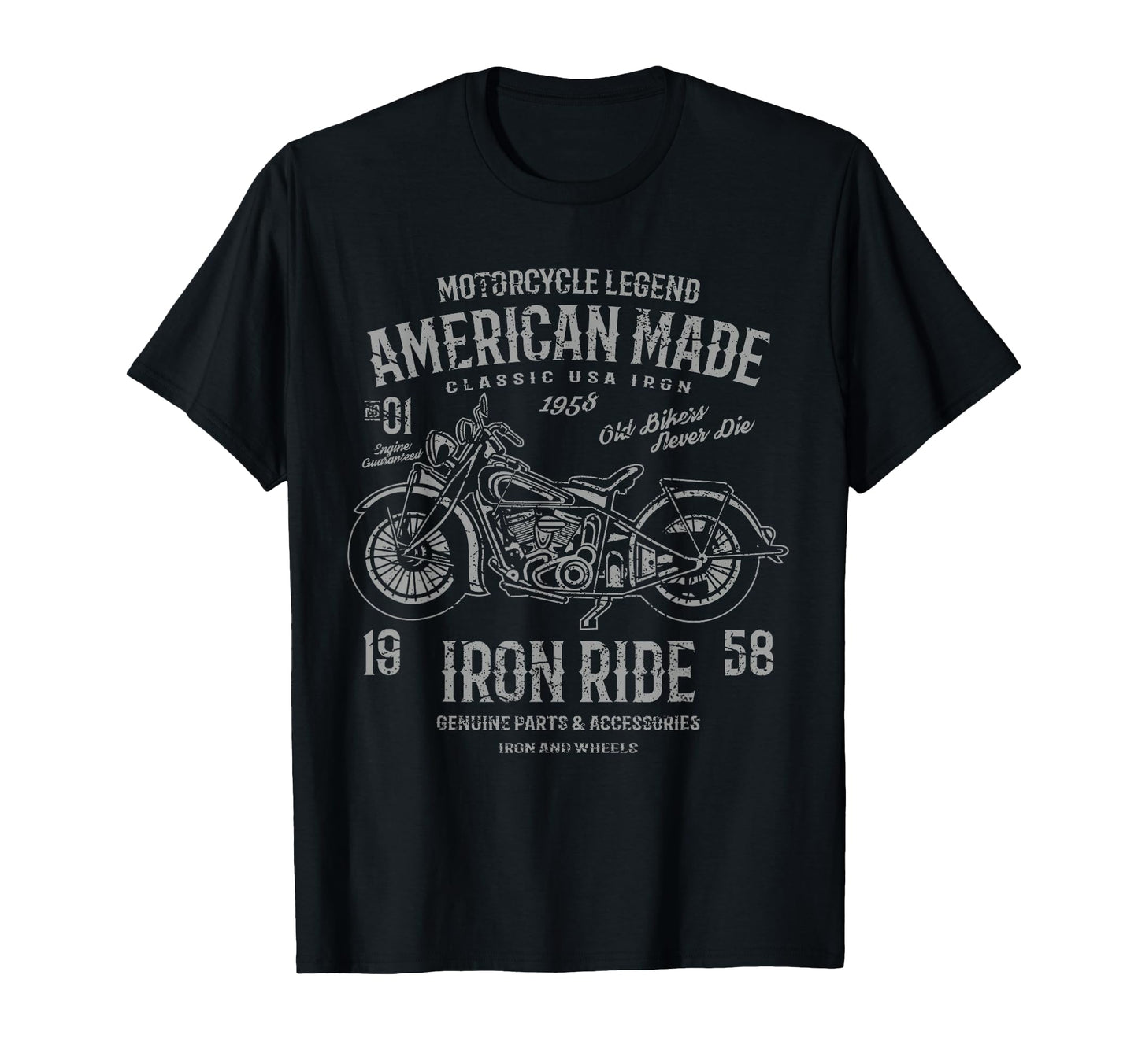 American Motorcycle Distressed T-Shirt - Minimalist Print for Adults - T-Shirt, Sweatshirt, Hoodie
