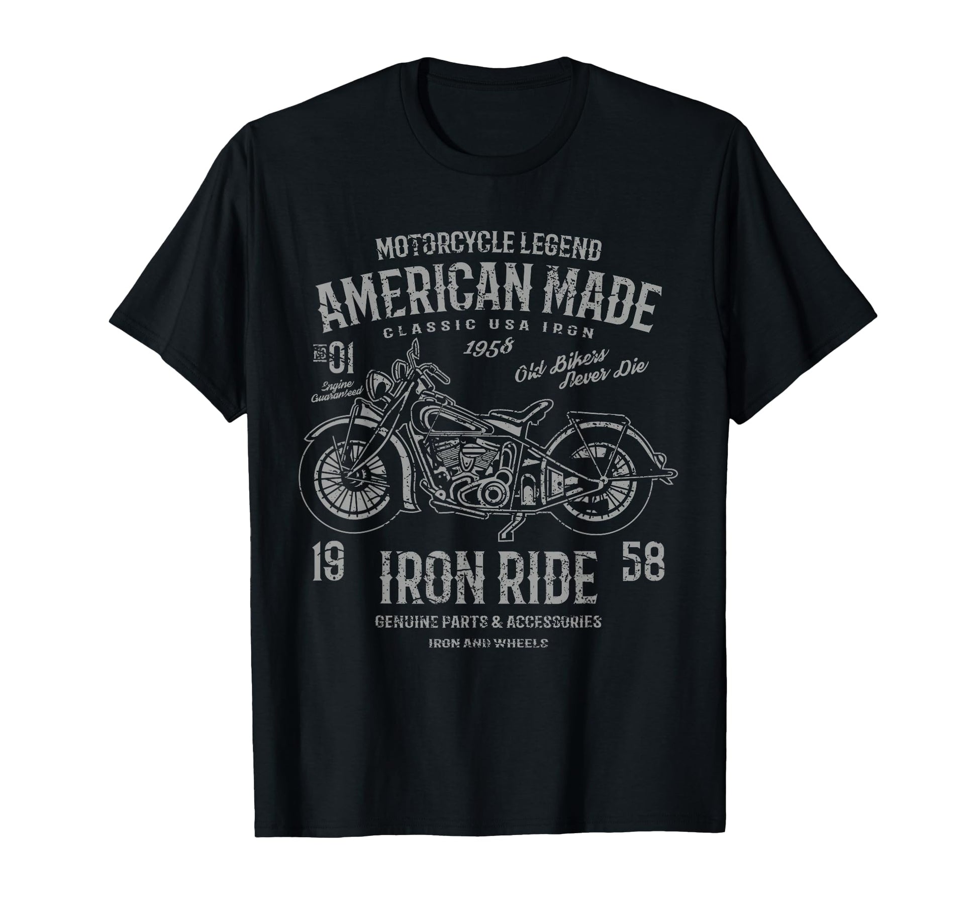 American Motorcycle Distressed T-Shirt - Minimalist Print for Adults - T-Shirt, Sweatshirt, Hoodie