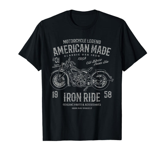 American Motorcycle Distressed T-Shirt - Minimalist Print for Adults - T-Shirt, Sweatshirt, Hoodie