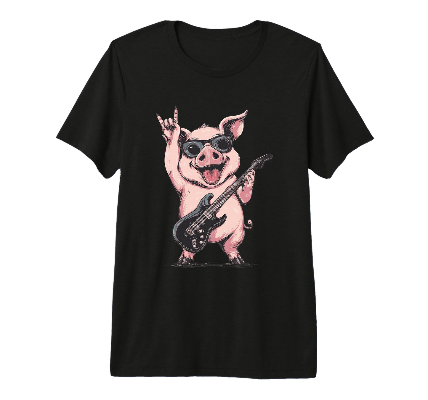 Rockstar Pig Sunglasses Electric T-Shirt - Minimalist Print for Adults - T-Shirt, Sweatshirt, Hoodie