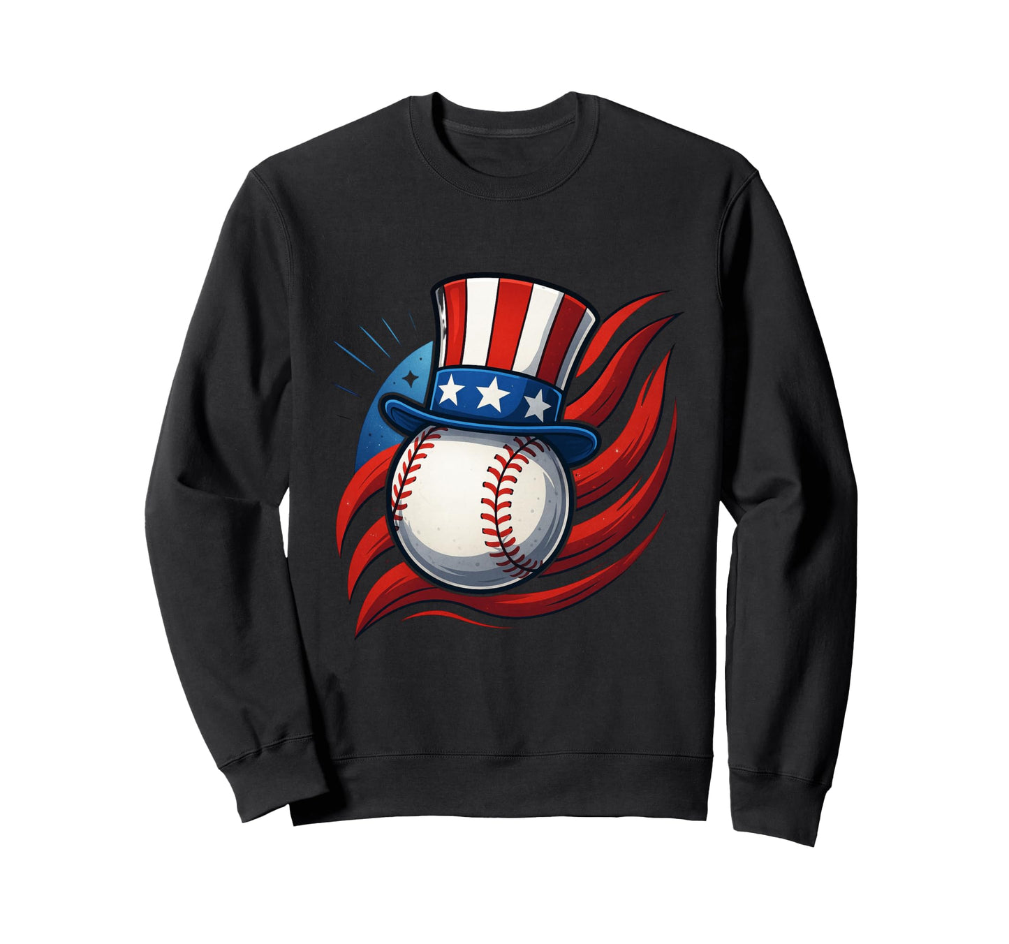Patriotic Baseball Power Artwork Sweatshirt - Aesthetic Graphic for Adults - T-Shirt, Sweatshirt, Hoodie