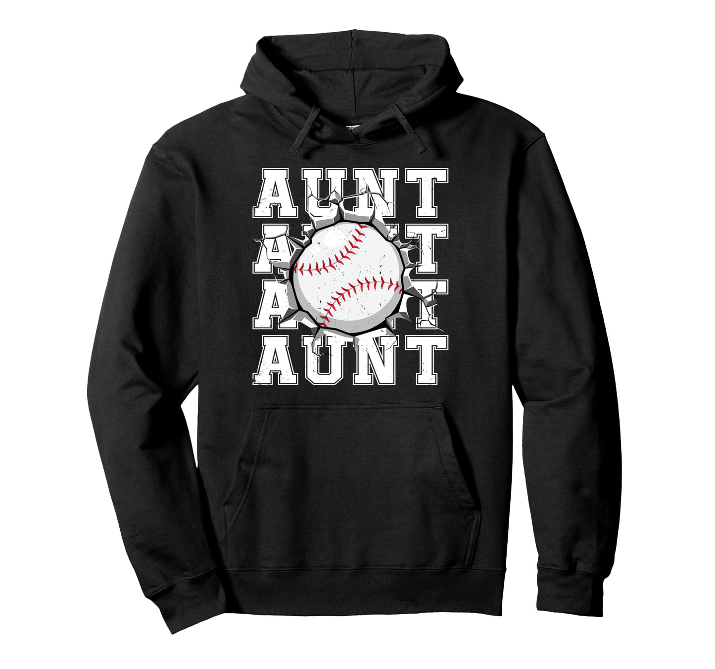 Baseball Aunt Cracked Wall Family Hoodie - Fun Novelty Design Men Women - T-Shirt, Sweatshirt, Hoodie