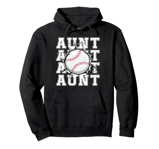 Baseball Aunt Cracked Wall Family Hoodie - Fun Novelty Design Men Women - T-Shirt, Sweatshirt, Hoodie