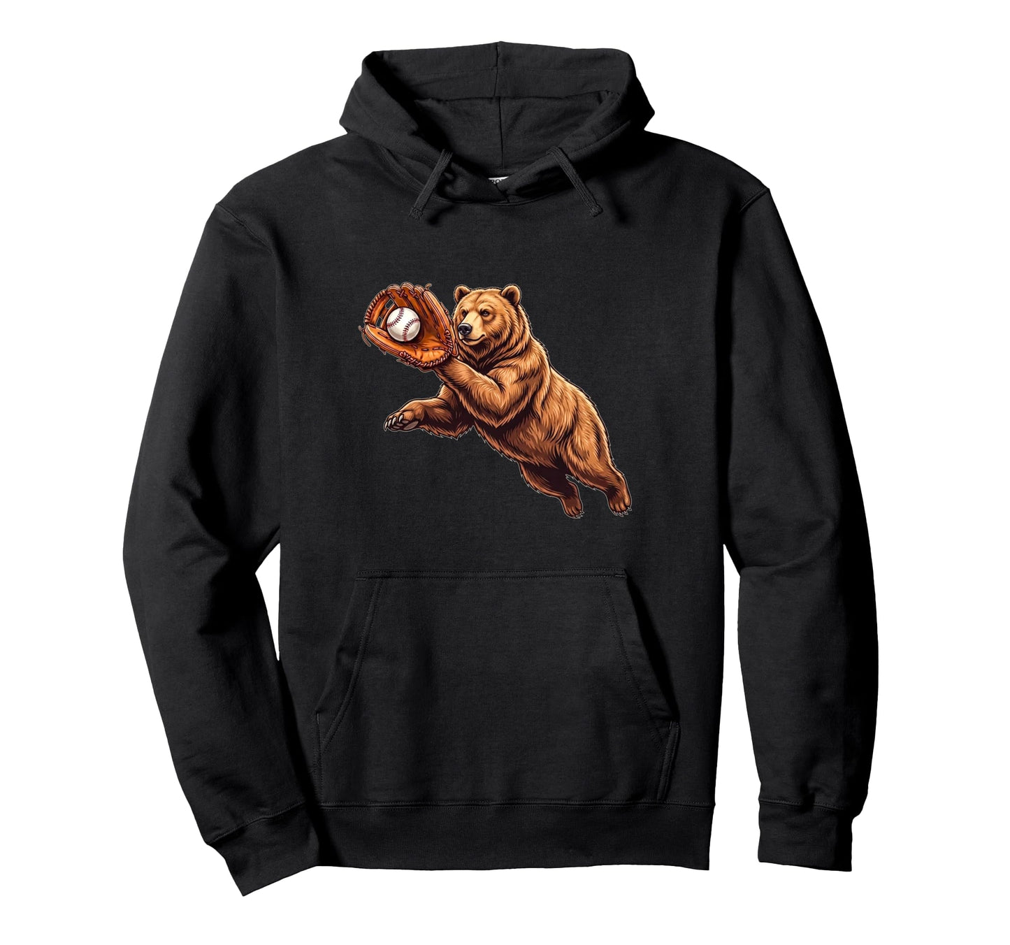 Funny Bear Catching Ball Baseball Wild Hoodie - Graphic Print Unisex - T-Shirt, Sweatshirt, Hoodie