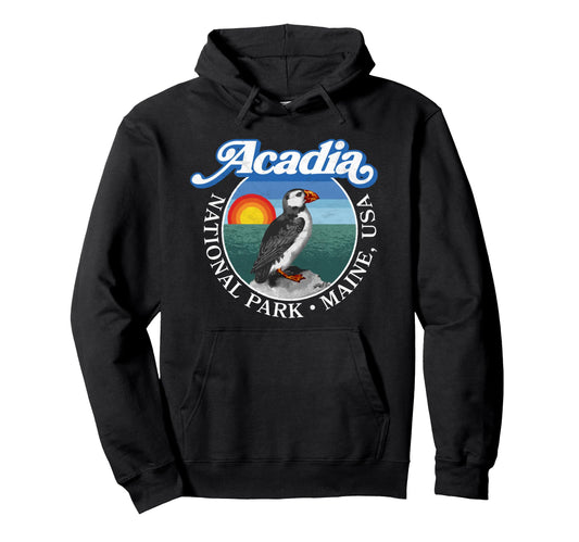 Acadia National Park Maine Puffin Hoodie - Unique Graphic Men Women - T-Shirt, Sweatshirt, Hoodie