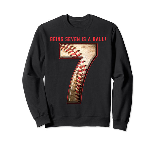 Baseball Birthday 7Th Birthday Number Sweatshirt - Graphic Print for Adults - T-Shirt, Sweatshirt, Hoodie