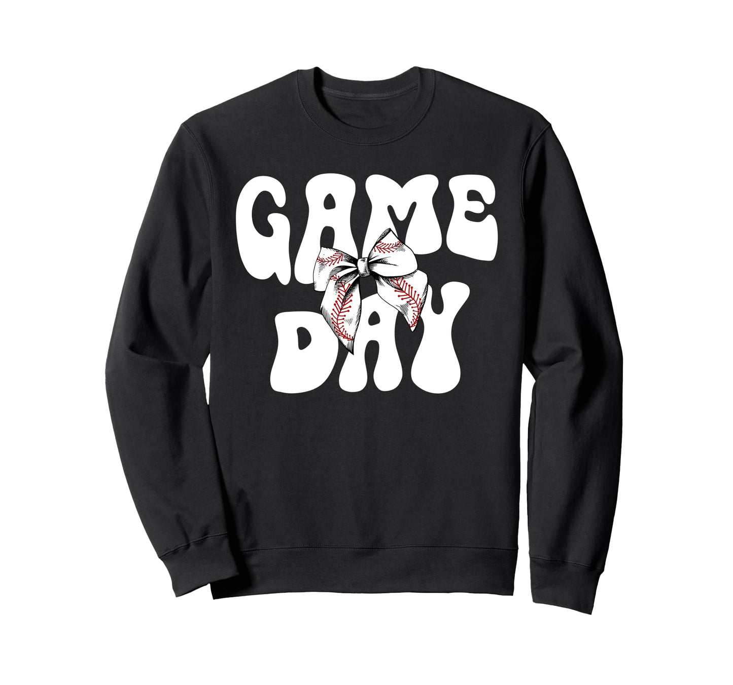 Groovy Baseball Game Day Bow Game Sweatshirt - Aesthetic Graphic Unisex - T-Shirt, Sweatshirt, Hoodie