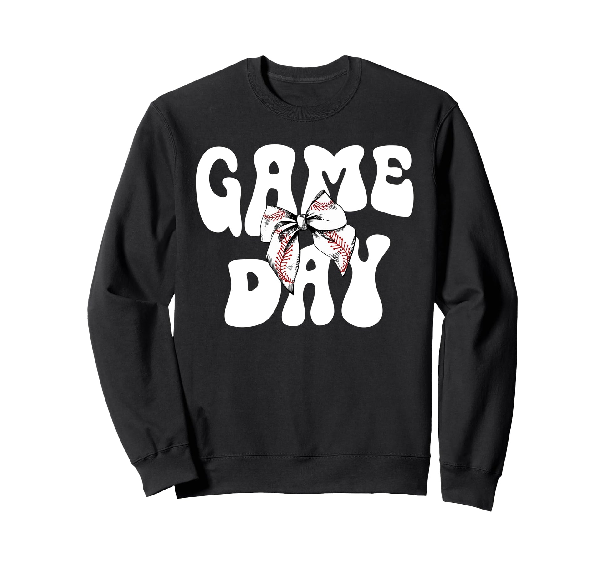 Groovy Baseball Game Day Bow Game Sweatshirt - Aesthetic Graphic Unisex - T-Shirt, Sweatshirt, Hoodie