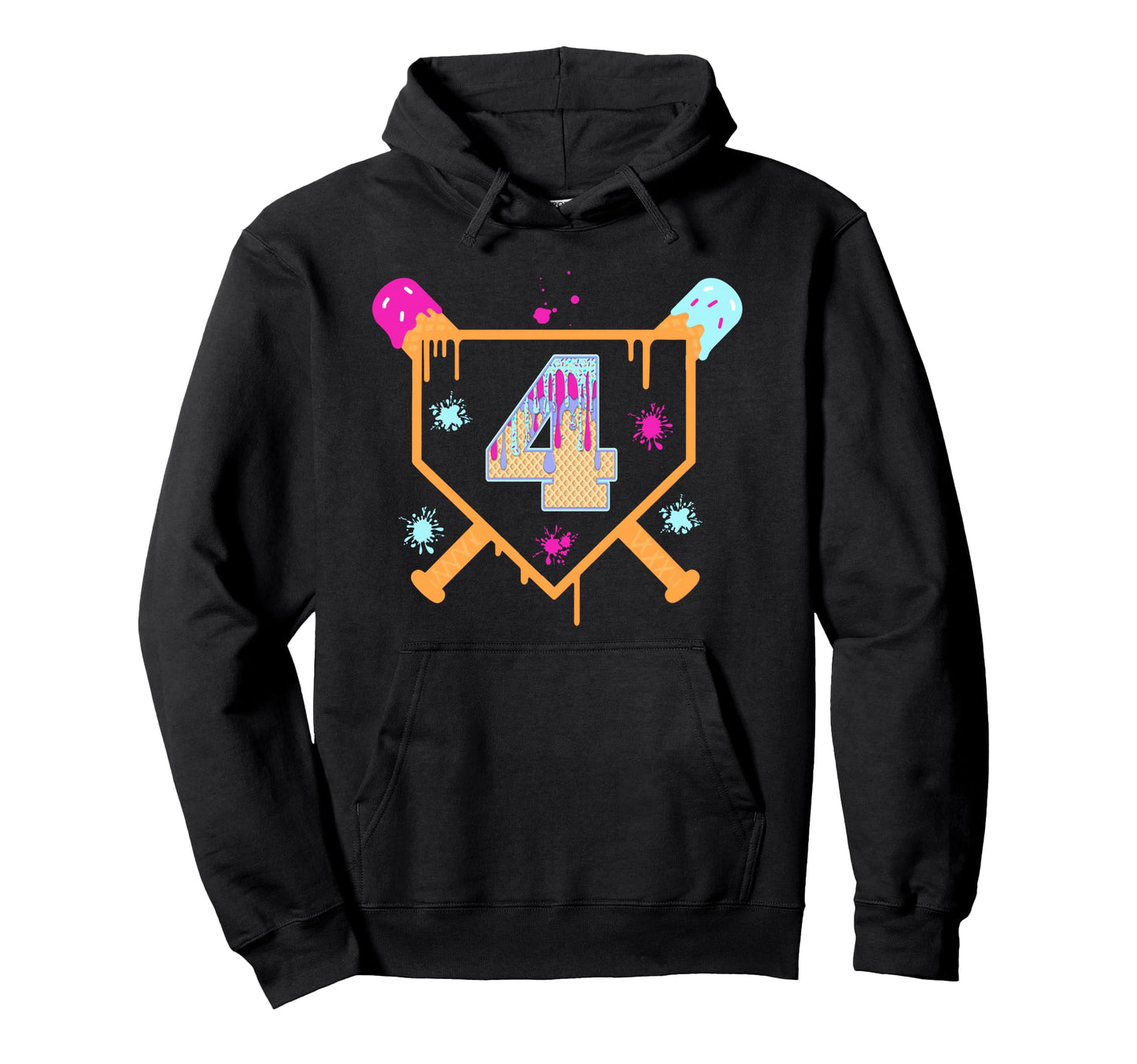 4Th Birthday Baseball Drip 4 Year Old Hoodie - Fun Novelty Design Men Women - T-Shirt, Sweatshirt, Hoodie