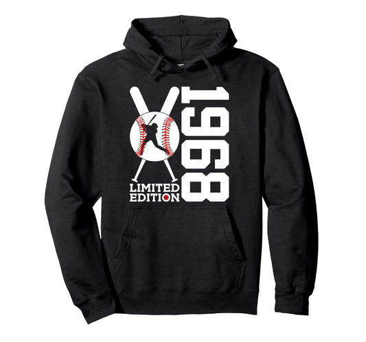 58Th Birthday Baseball 1968 Hoodie - Novelty Apparel for Adults - T-Shirt, Sweatshirt, Hoodie