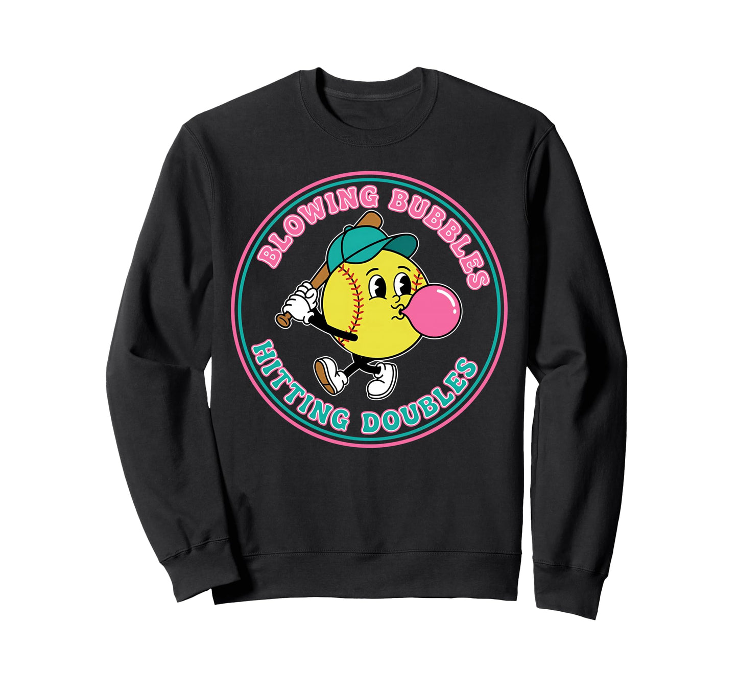 Blowing Bubbles Hitting Doubles Baseball Hoodie - Graphic Print Unisex - T-Shirt, Sweatshirt, Hoodie