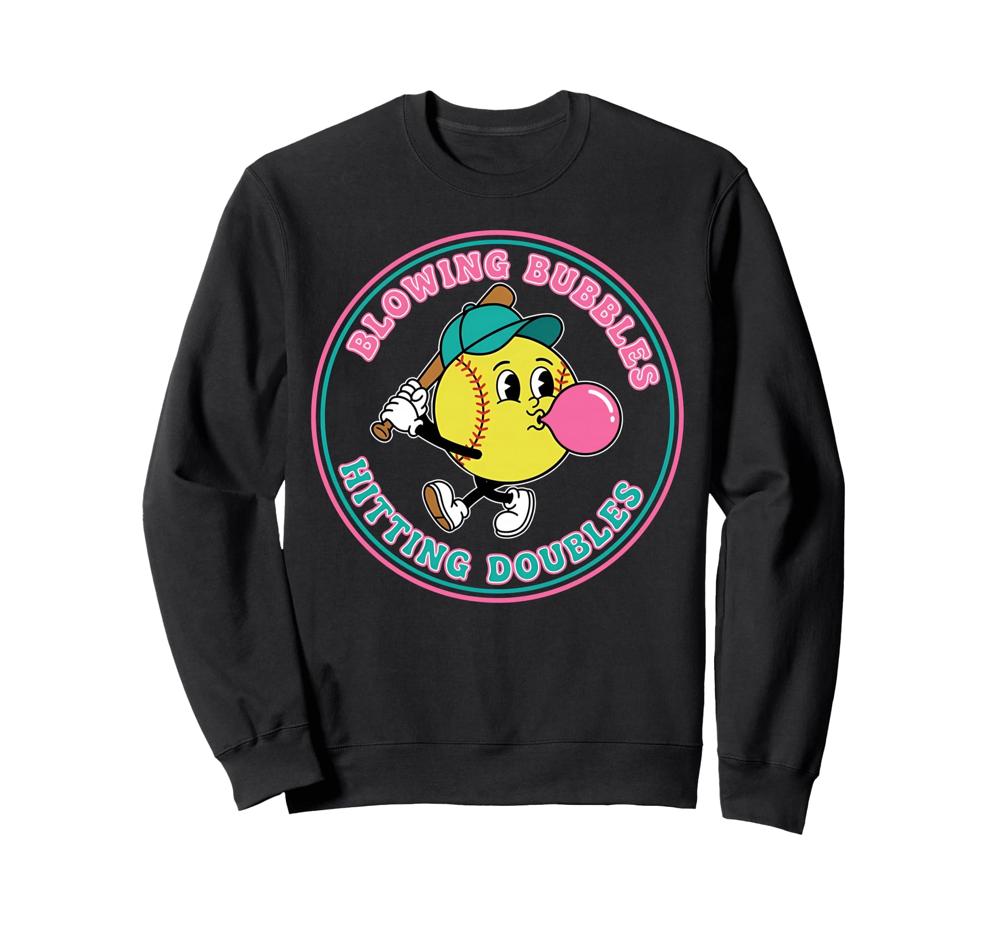 Blowing Bubbles Hitting Doubles Baseball Hoodie - Graphic Print Unisex - T-Shirt, Sweatshirt, Hoodie