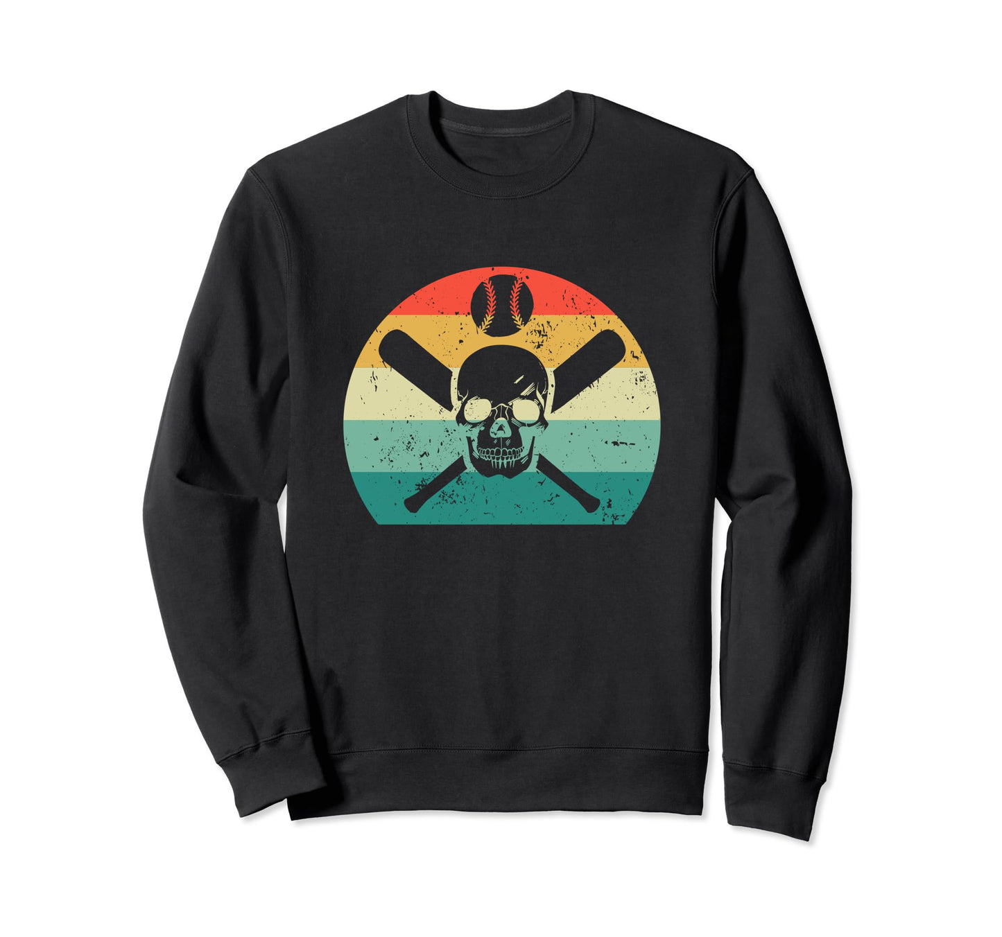 Baseball Skull Sports Player Fan Sweatshirt - Aesthetic Graphic Men Women - T-Shirt, Sweatshirt, Hoodie