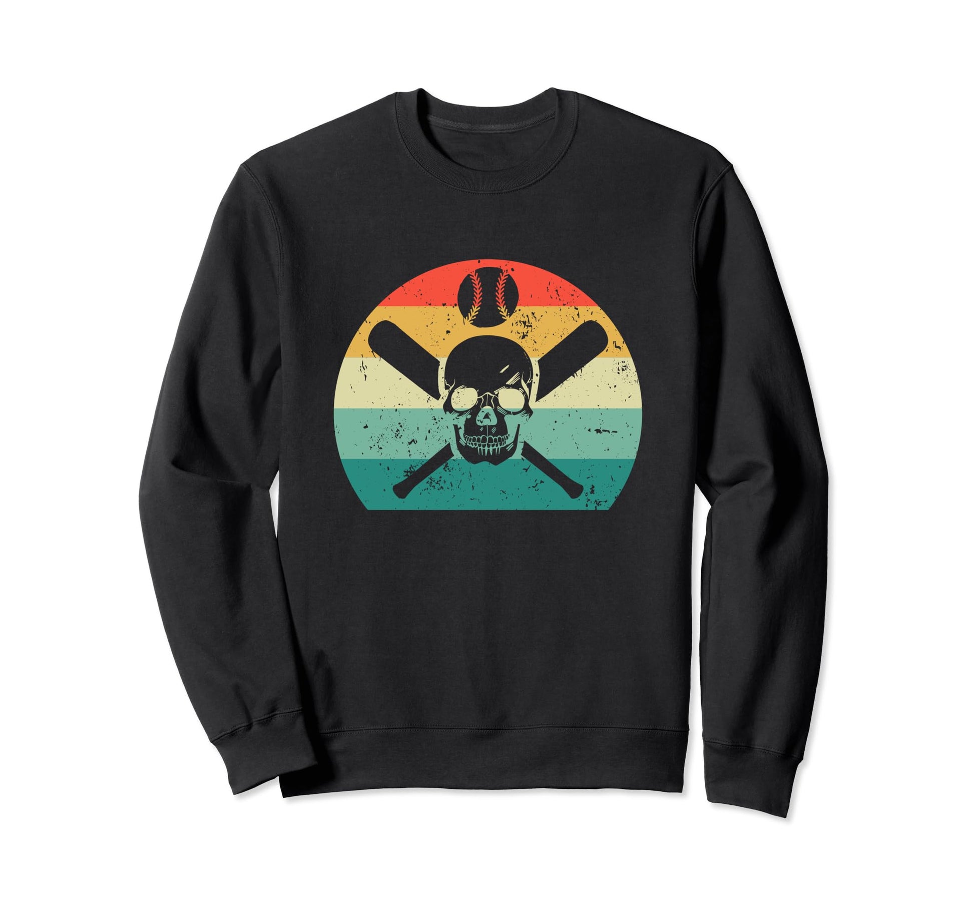 Baseball Skull Sports Player Fan Sweatshirt - Aesthetic Graphic Men Women - T-Shirt, Sweatshirt, Hoodie