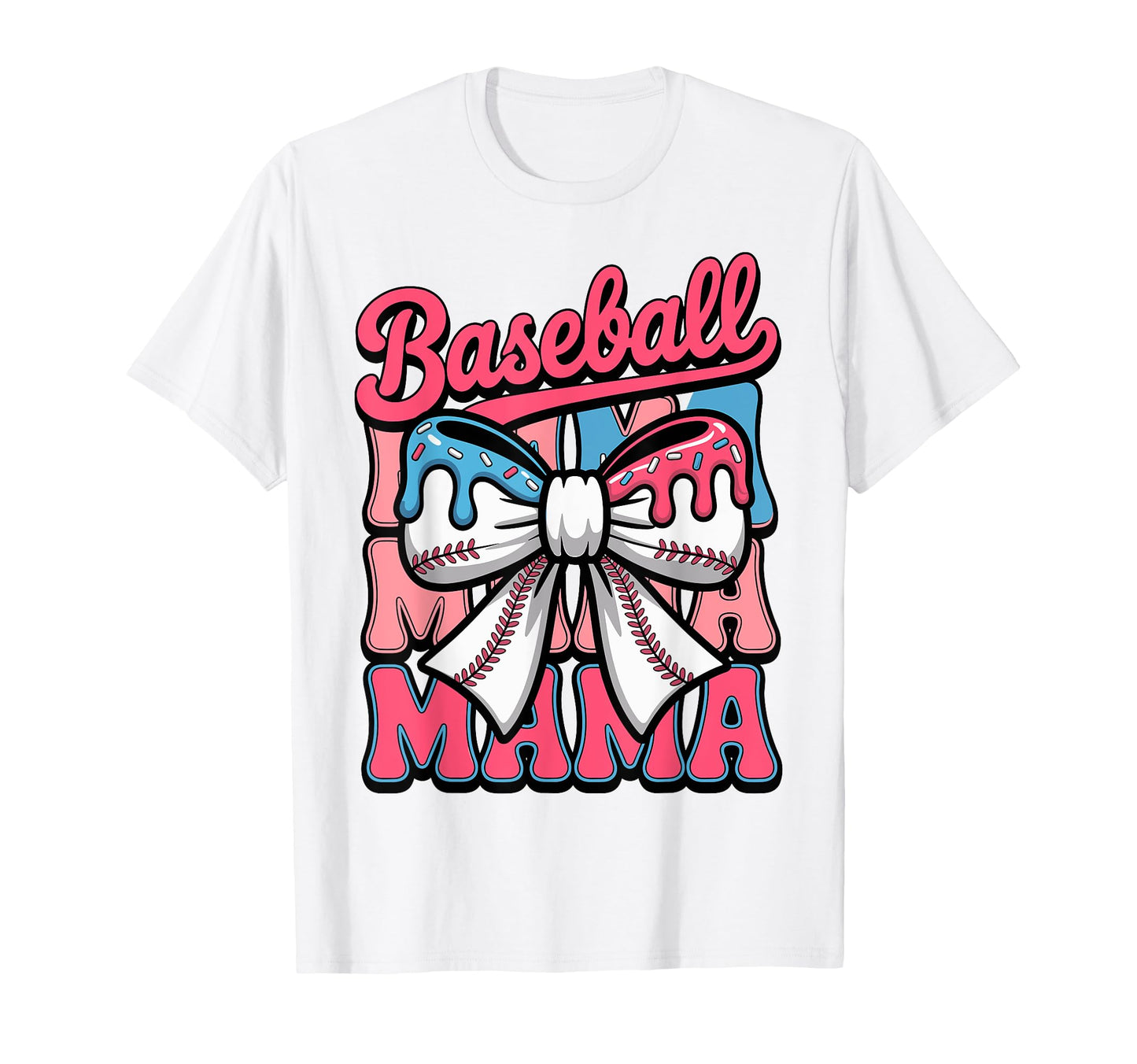 Coquette Bow Baseball Mama Sports Mom T-Shirt - Graphic Print for Adults - T-Shirt, Sweatshirt, Hoodie
