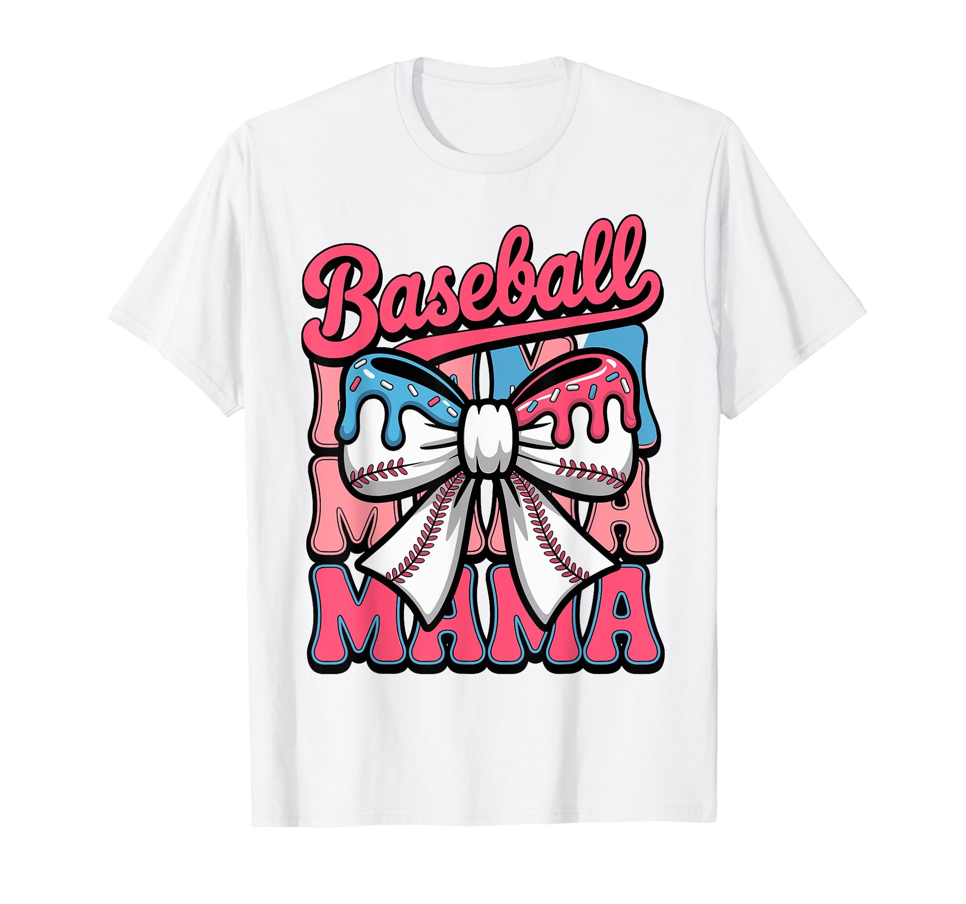 Coquette Bow Baseball Mama Sports Mom T-Shirt - Graphic Print for Adults - T-Shirt, Sweatshirt, Hoodie