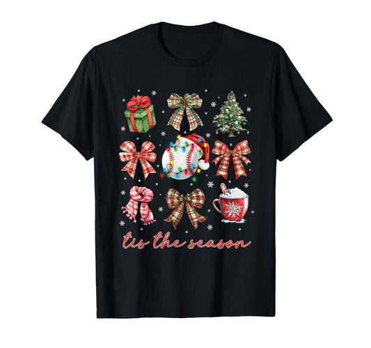 Baseball Bow Santa Sports Hat T-Shirt - Casual Everyday Wear for Adults - T-Shirt, Sweatshirt, Hoodie