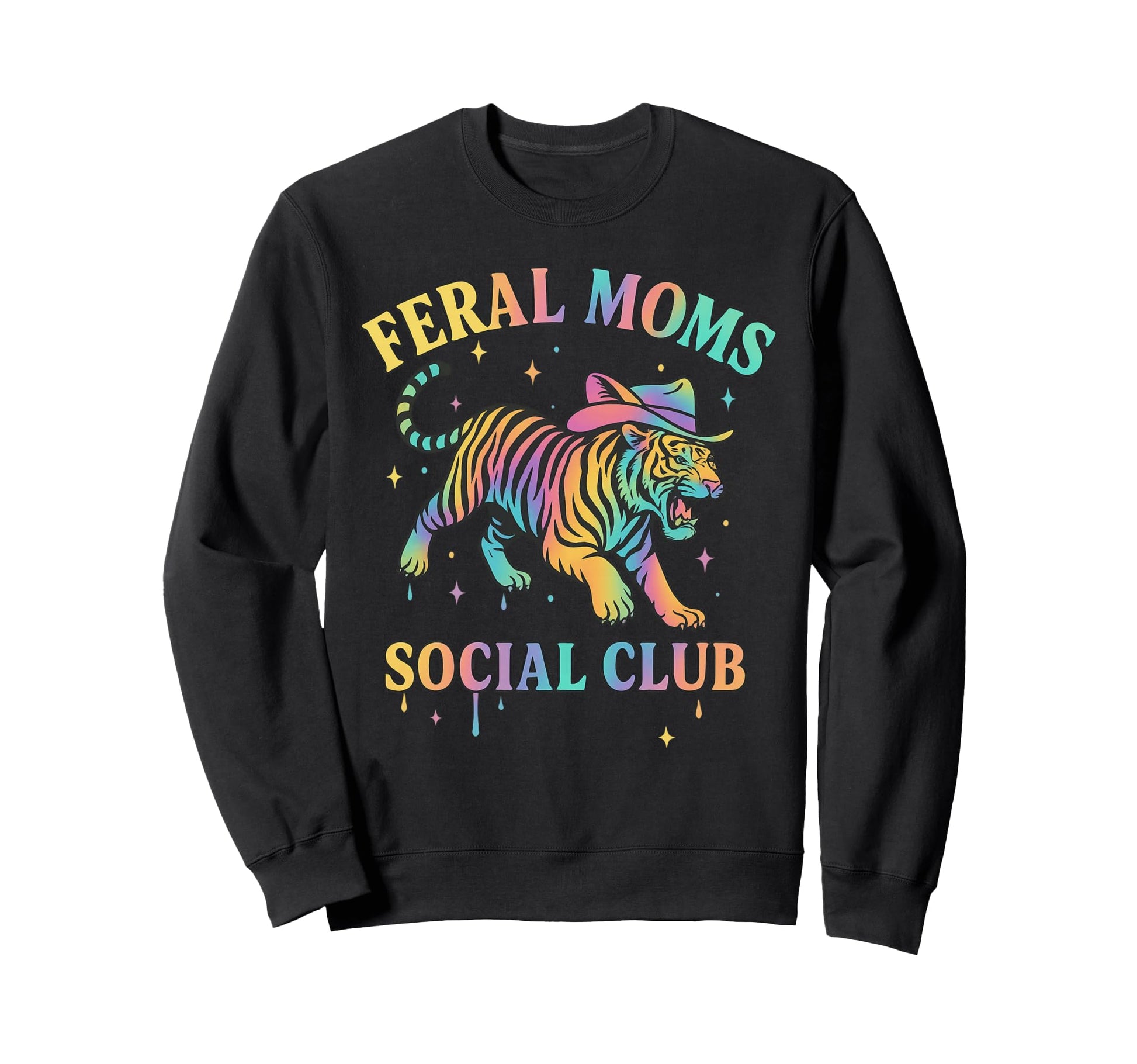 Feral Moms Social Club Rainbow Sweatshirt - Trendy Graphic for Adults - T-Shirt, Sweatshirt, Hoodie