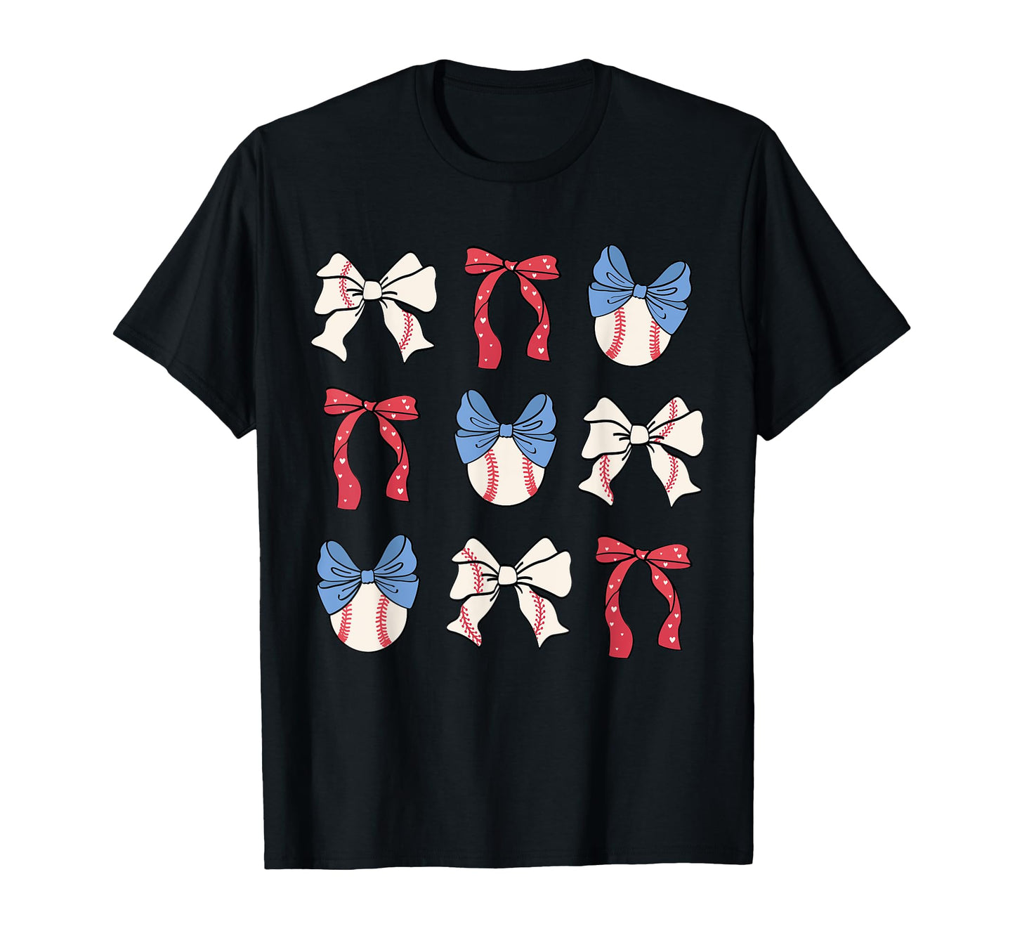 Bow Coquette Ribbon American Baseball Fan T-Shirt - Novelty Apparel Unisex - T-Shirt, Sweatshirt, Hoodie