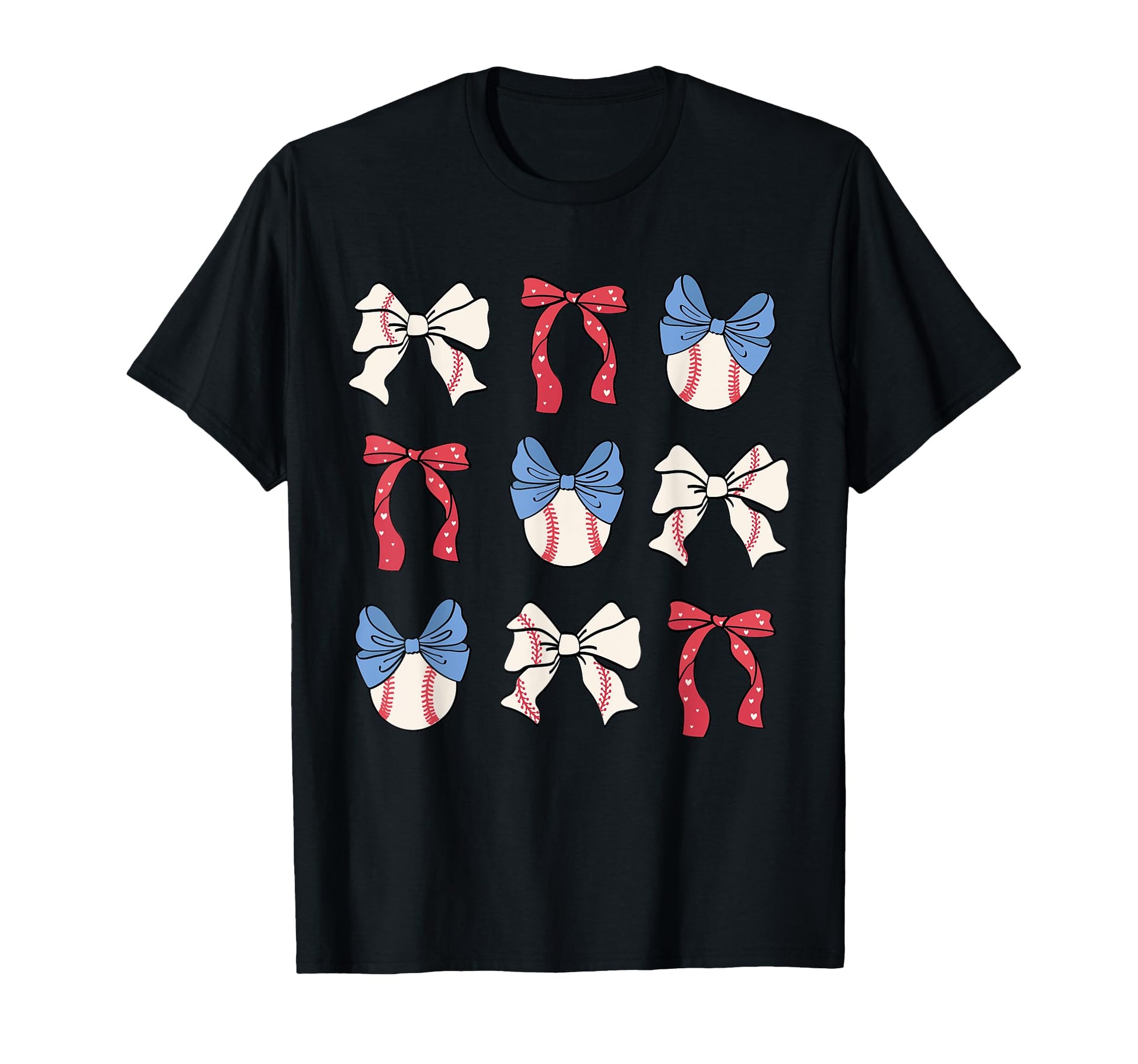 Bow Coquette Ribbon American Baseball Fan T-Shirt - Novelty Apparel Unisex - T-Shirt, Sweatshirt, Hoodie
