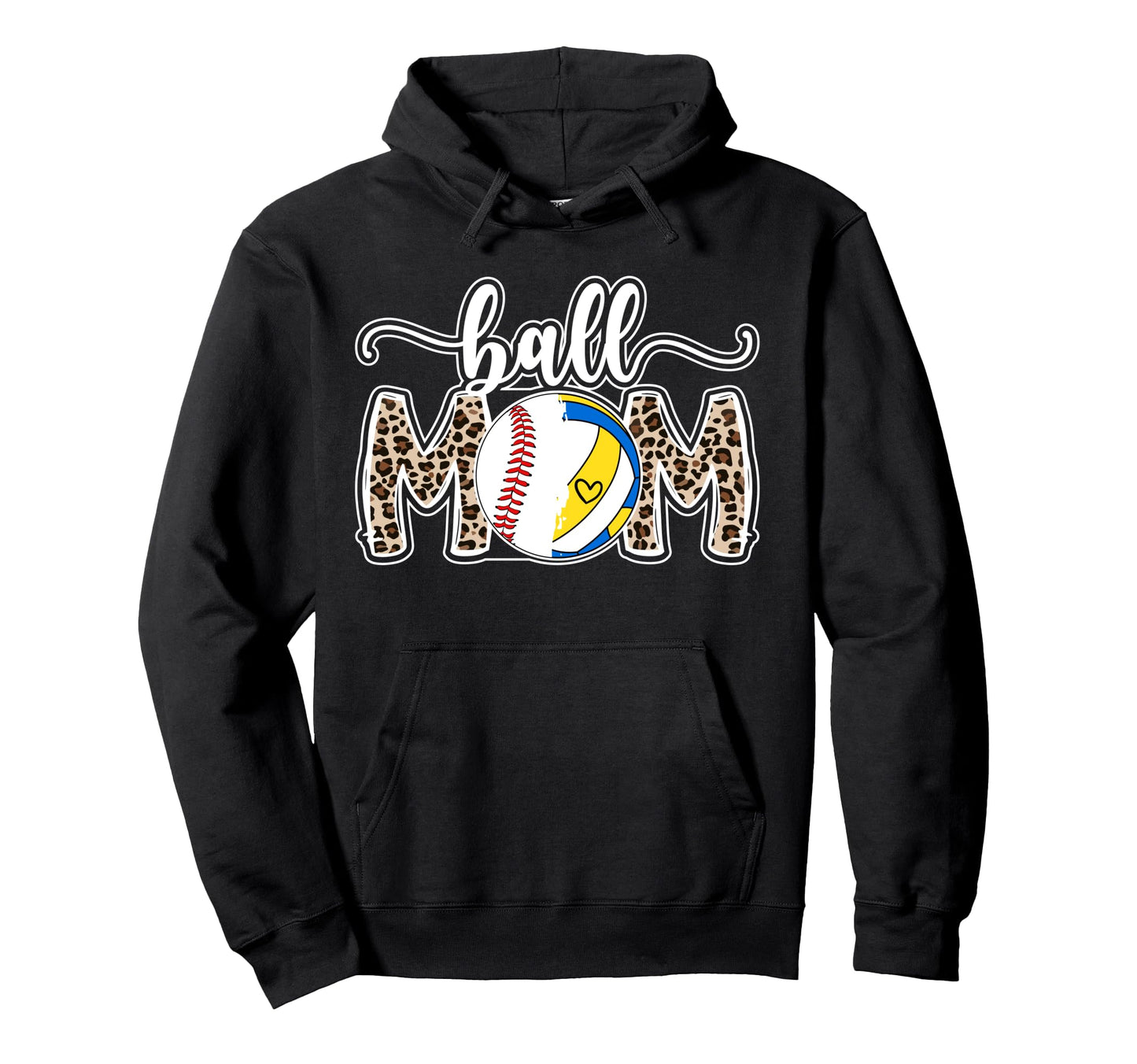 Ball Mom Leopard Baseball Volleyball Mom Hoodie - Custom Art Print Unisex - T-Shirt, Sweatshirt, Hoodie