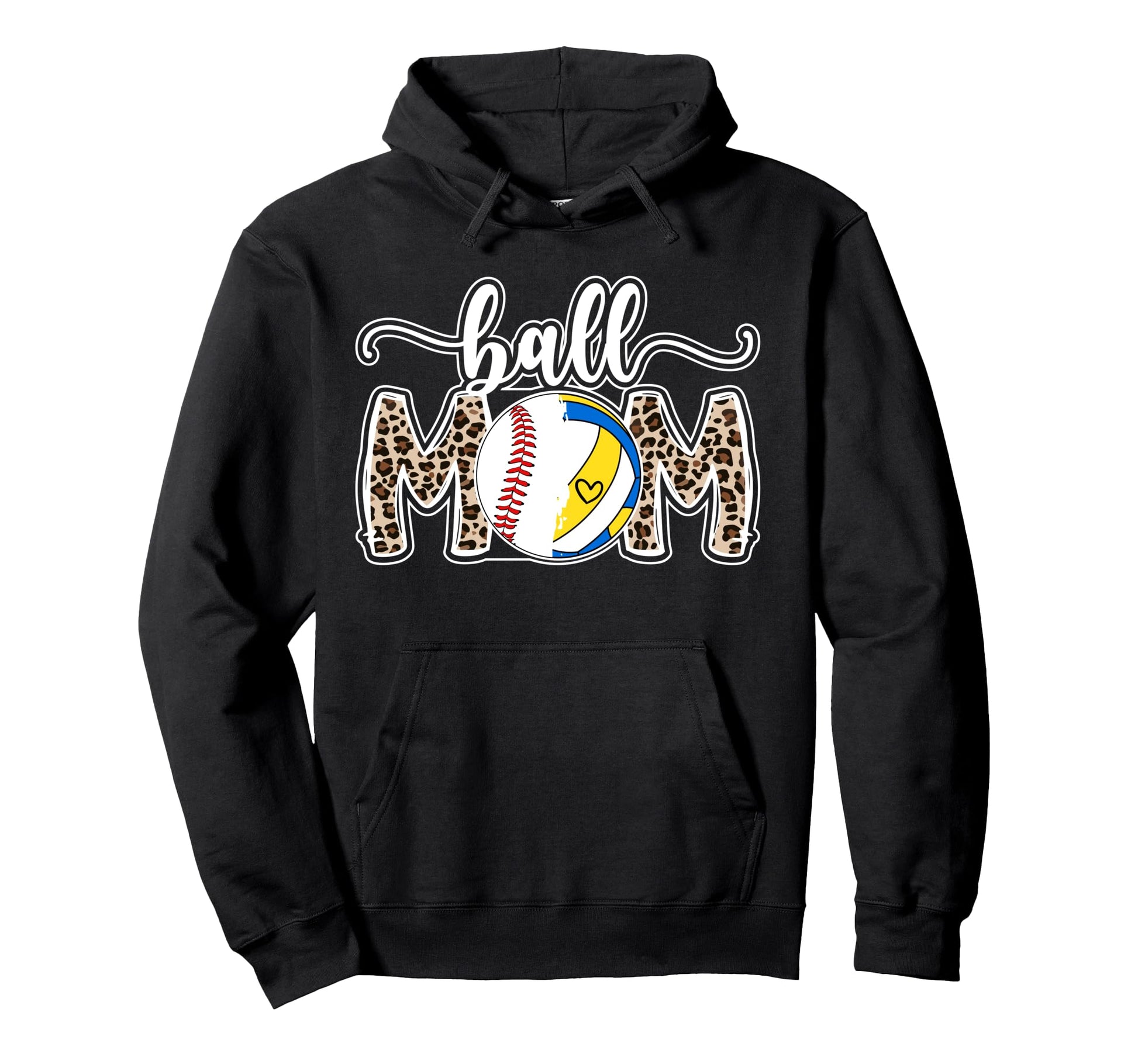 Ball Mom Leopard Baseball Volleyball Mom Hoodie - Custom Art Print Unisex - T-Shirt, Sweatshirt, Hoodie