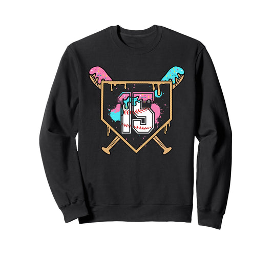 15Th Birthday Baseball Bat Sweatshirt - Casual Everyday Wear for Adults - T-Shirt, Sweatshirt, Hoodie