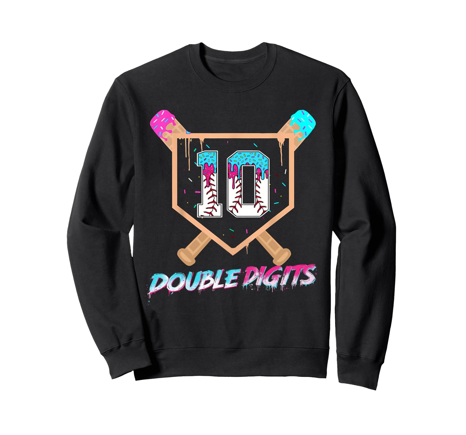 Baseball Drip 10Th Birthday Sweatshirt - Minimalist Print for Adults - T-Shirt, Sweatshirt, Hoodie