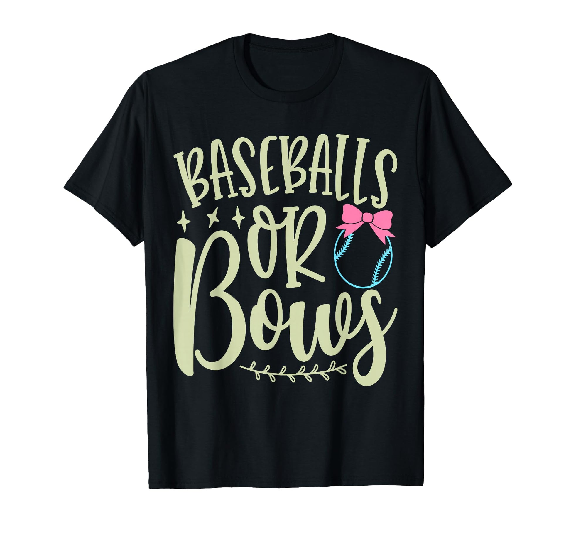 Baseballs Or Bows Gender Reveal T-Shirt - Casual Everyday Wear for Adults - T-Shirt, Sweatshirt, Hoodie