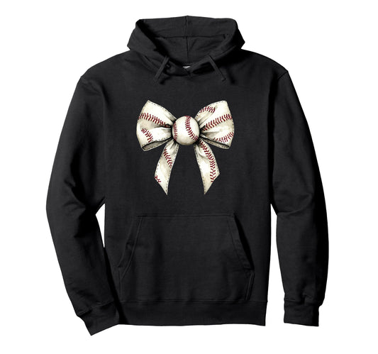 Baseball Coquette Bow Baseball Mom Hoodie - Trendy Graphic Men Women - T-Shirt, Sweatshirt, Hoodie