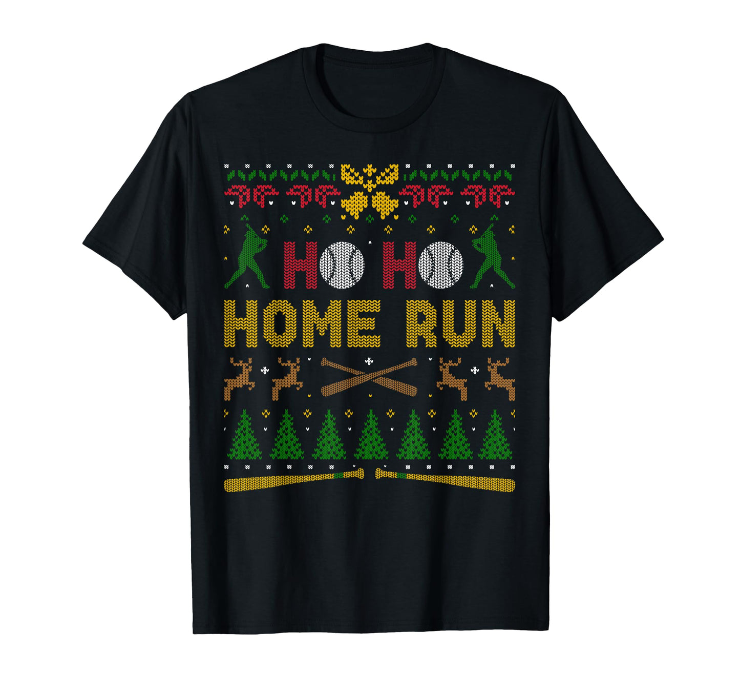 Ho Ho Home Run Baseball Player Ugly T-Shirt - Fun Novelty Design Unisex - T-Shirt, Sweatshirt, Hoodie