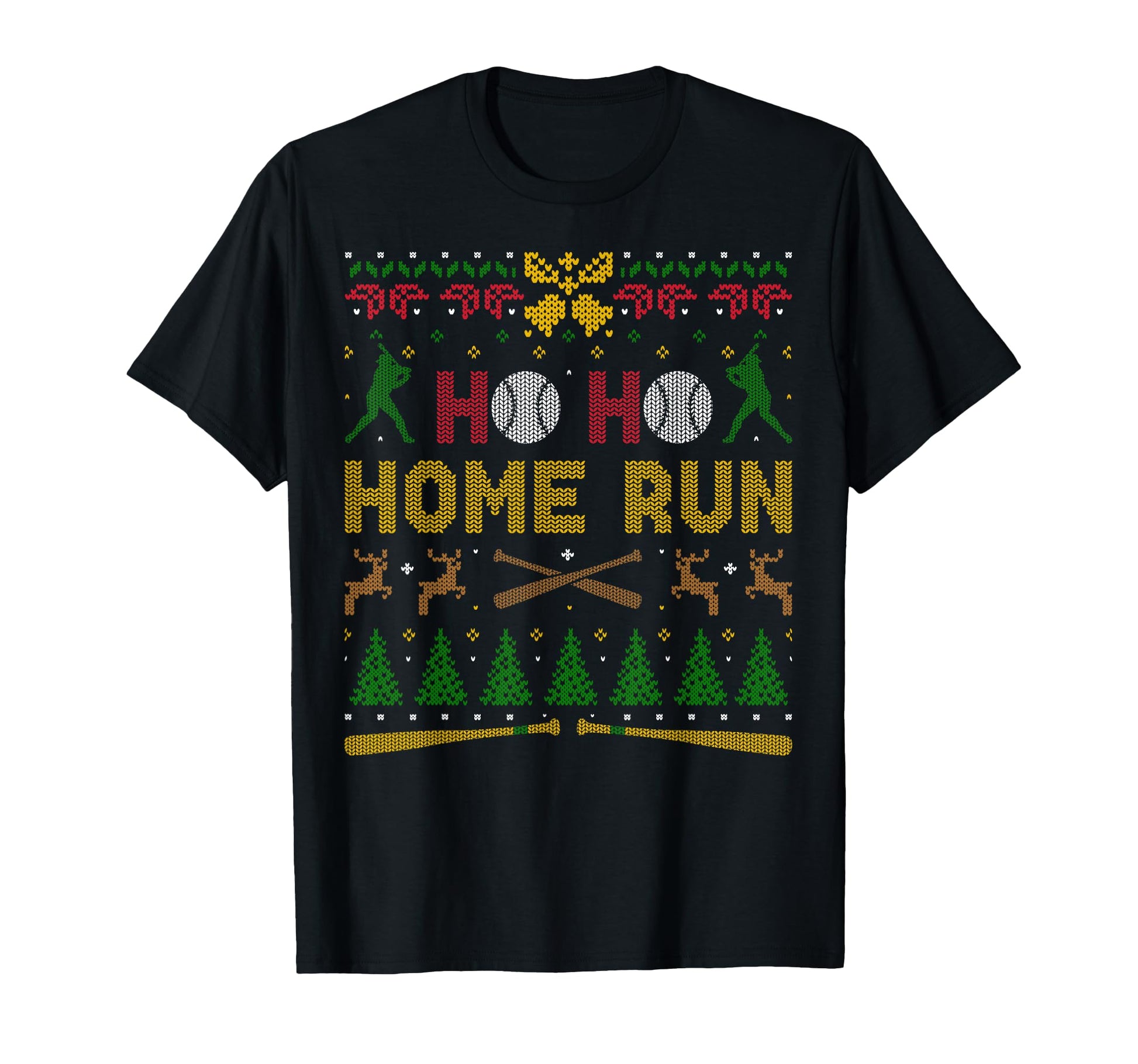 Ho Ho Home Run Baseball Player Ugly T-Shirt - Fun Novelty Design Unisex - T-Shirt, Sweatshirt, Hoodie