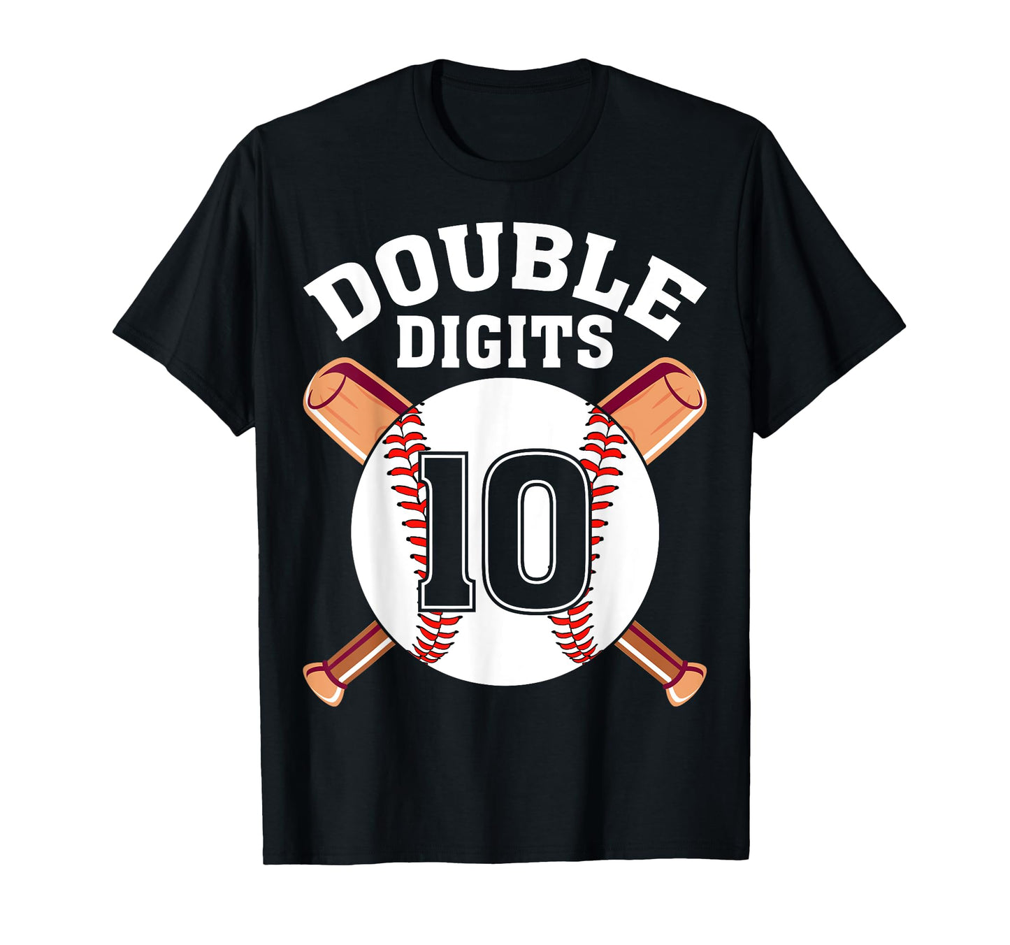 Double Digits Baseball Player 10 Years T-Shirt - Graphic Print Men Women - T-Shirt, Sweatshirt, Hoodie