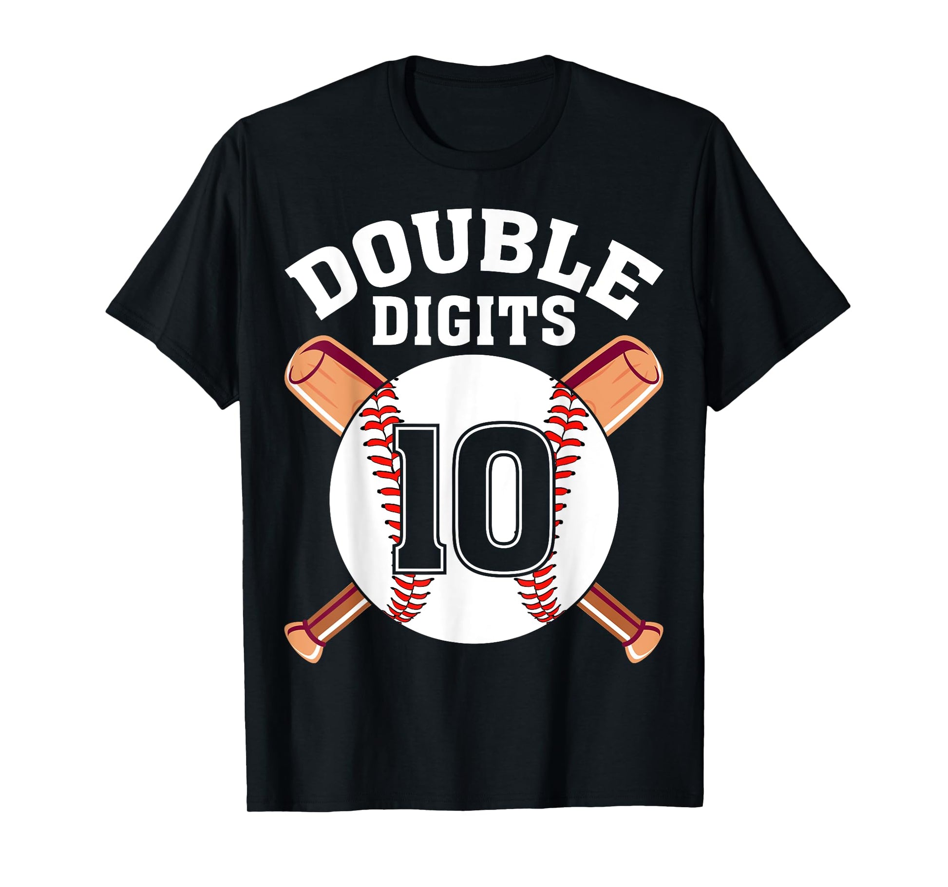 Double Digits Baseball Player 10 Years T-Shirt - Graphic Print Men Women - T-Shirt, Sweatshirt, Hoodie