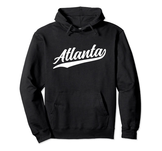 Atlanta Georgia 1970S White Text Hoodie - Casual Everyday Wear Unisex - T-Shirt, Sweatshirt, Hoodie